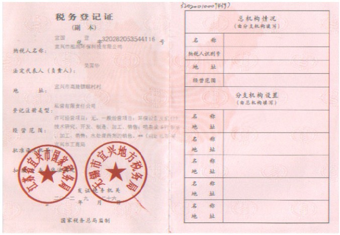 税务登记证（副本）